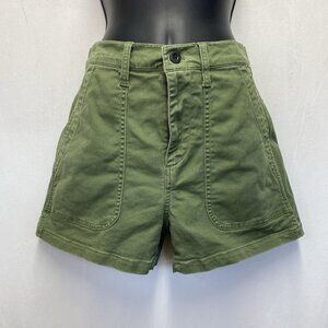 Madewell Women's High Waist Shorts - Olive Green